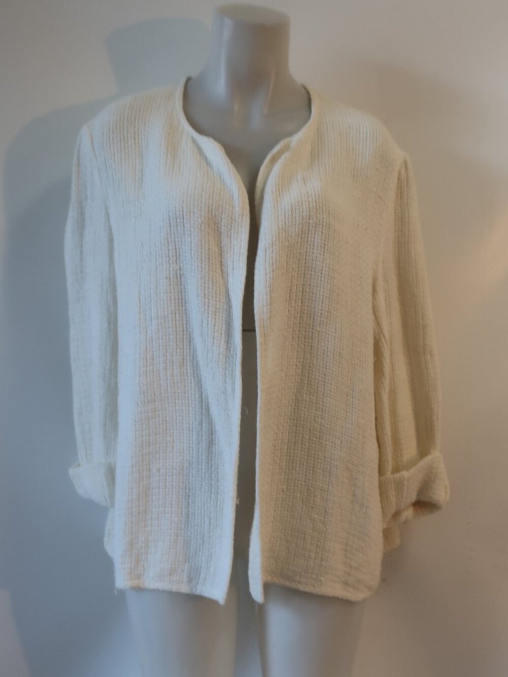 Womens Calvin Klein Off-White (Item-201) Pure Linen Open Cardigan Sweater 4